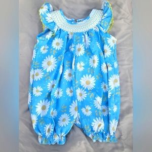 Baby Girl Blue Daisy Bubble Romper Size 18-24 Month